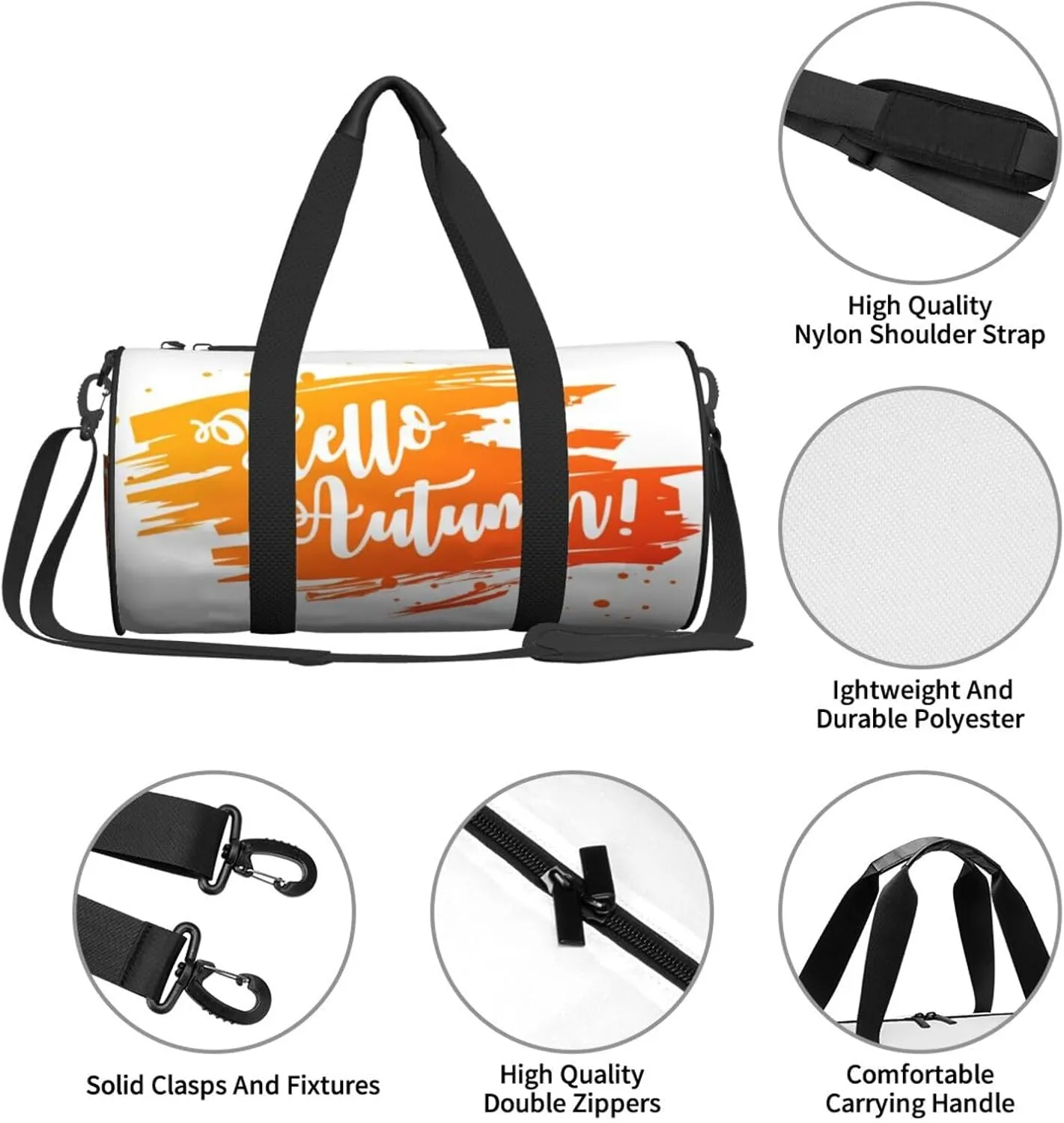 Travel Duffle Bag for Men Women, Hello Autumn Duffle Bags for Sport Gym Overnight Luggage