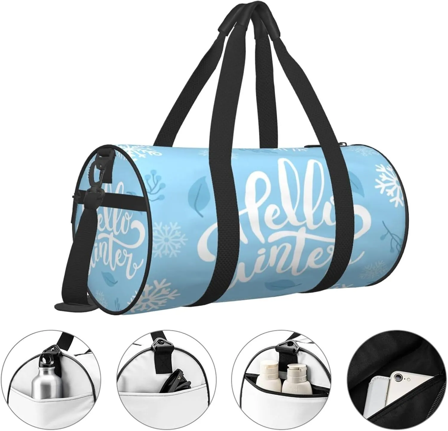 Travel Duffle Bag for Men Women, Hello Winter Duffle Bags for Sport Gym Overnight Luggage
