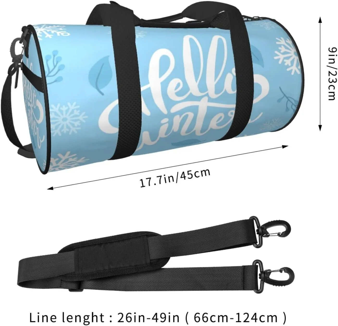 Travel Duffle Bag for Men Women, Hello Winter Duffle Bags for Sport Gym Overnight Luggage
