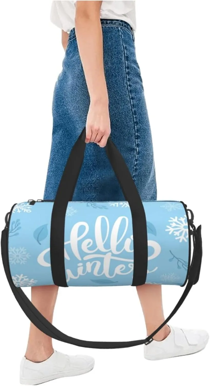 Travel Duffle Bag for Men Women, Hello Winter Duffle Bags for Sport Gym Overnight Luggage
