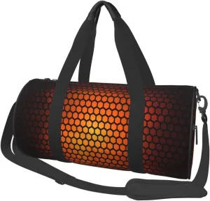 Travel Duffle Bag for Men Women, Hexagonal Orange Duffle Bags for Sport Gym Overnight Luggage