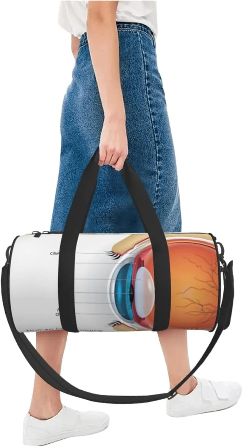 Travel Duffle Bag for Men Women, Human Eye Anatomy Duffle Bags for Sport Gym Overnight Luggage