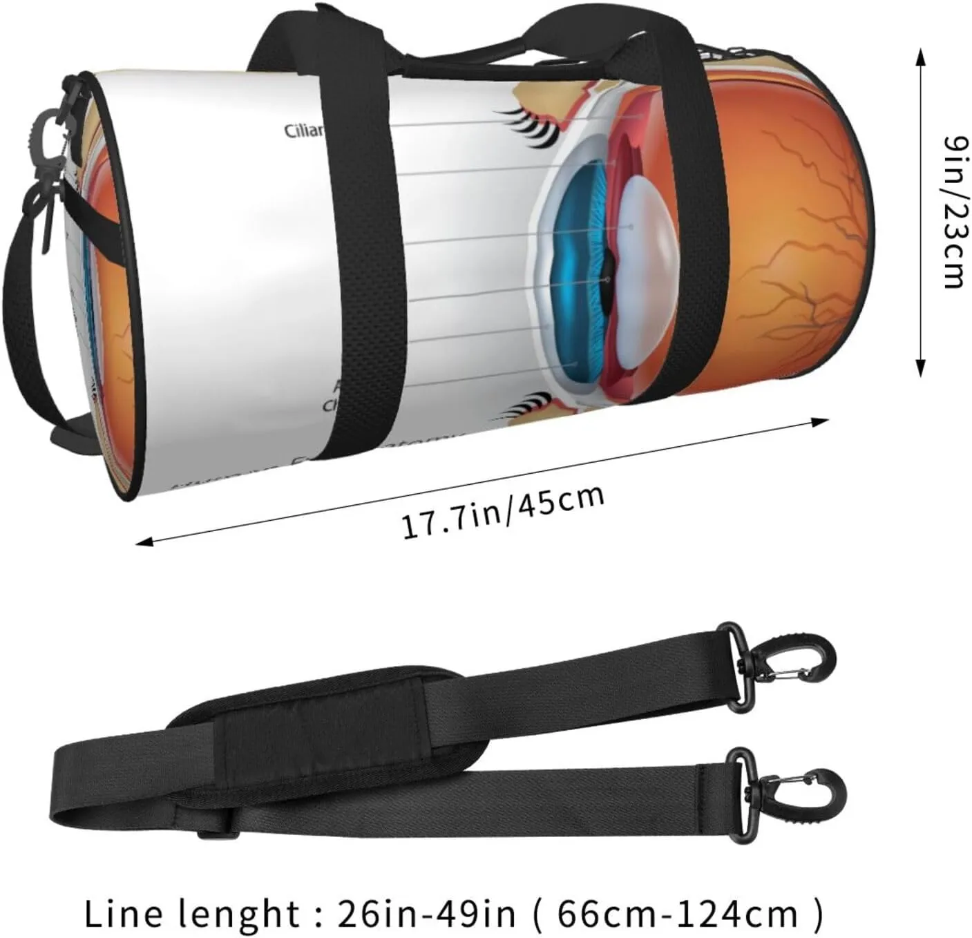 Travel Duffle Bag for Men Women, Human Eye Anatomy Duffle Bags for Sport Gym Overnight Luggage