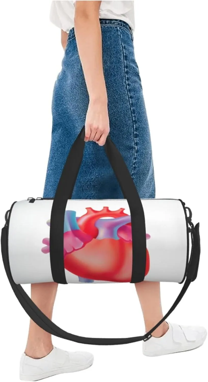Travel Duffle Bag for Men Women, Medical Anatomic Heart Duffle Bags for Sport Gym Overnight Luggage
