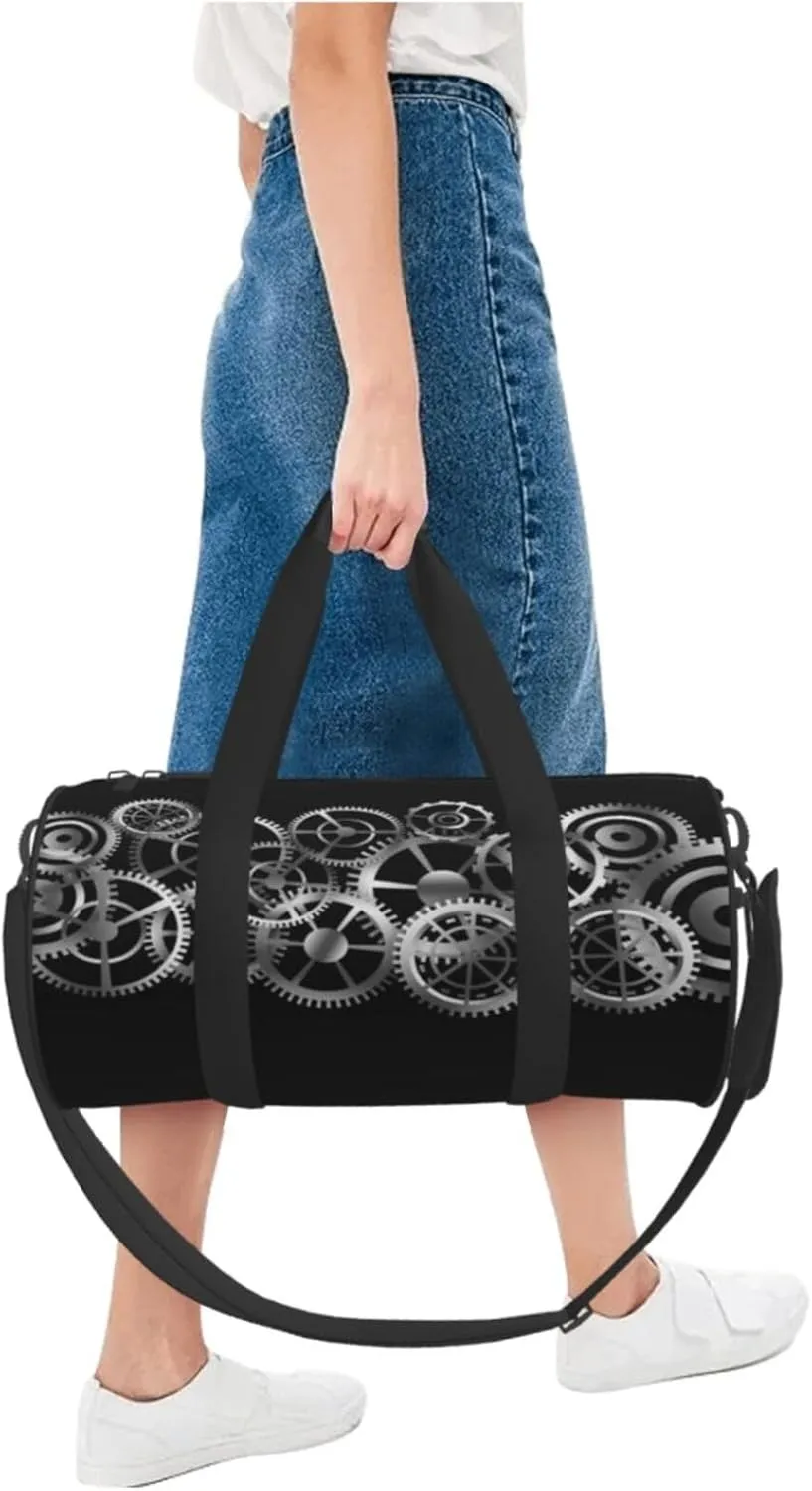 Travel Duffle Bag for Men Women, Metalic Gears Duffle Bags for Sport Gym Overnight Luggage