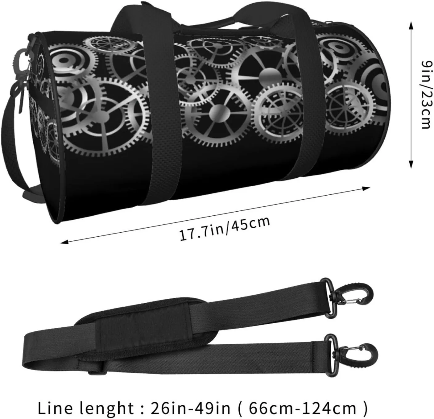 Travel Duffle Bag for Men Women, Metalic Gears Duffle Bags for Sport Gym Overnight Luggage