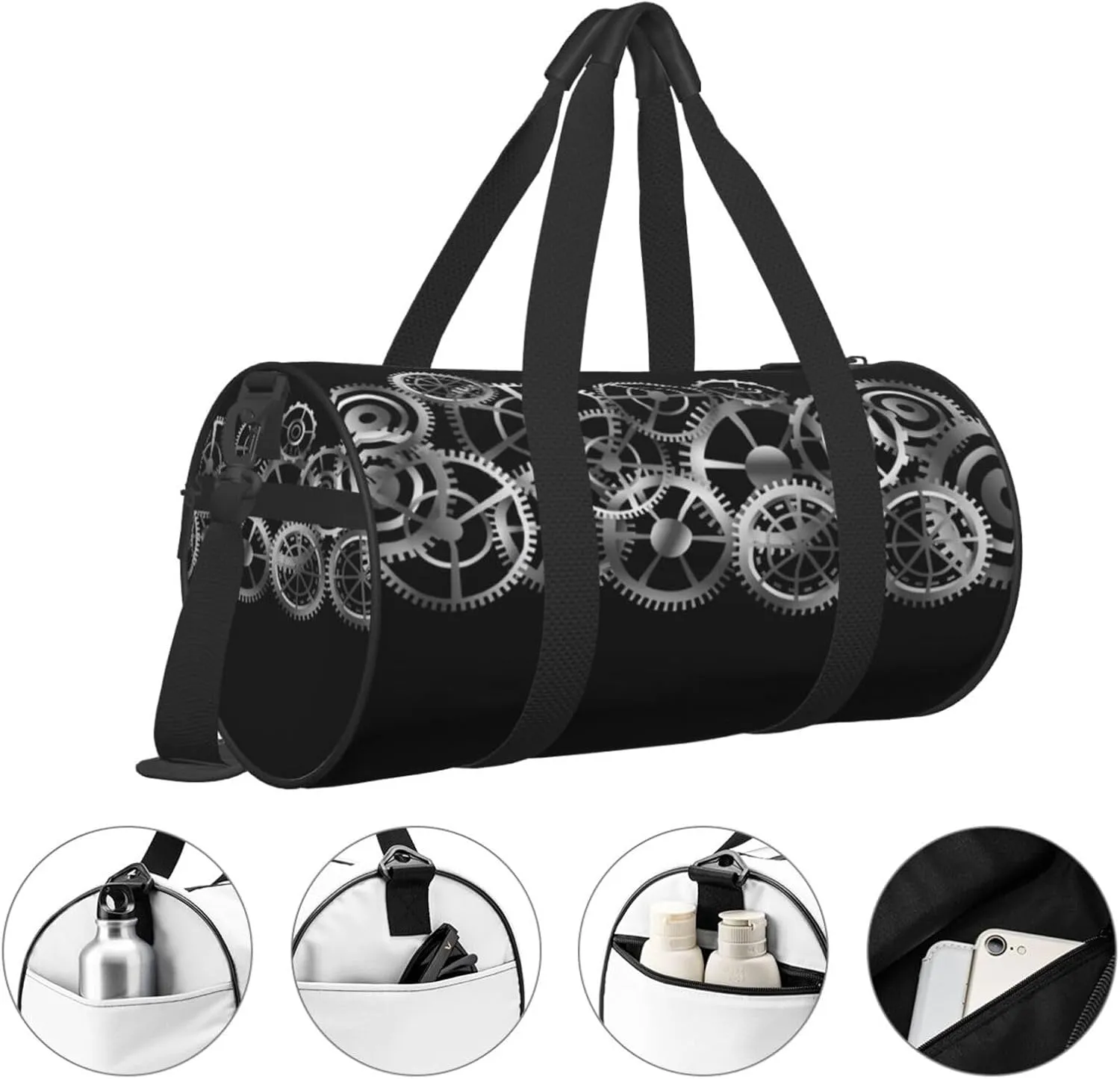 Travel Duffle Bag for Men Women, Metalic Gears Duffle Bags for Sport Gym Overnight Luggage