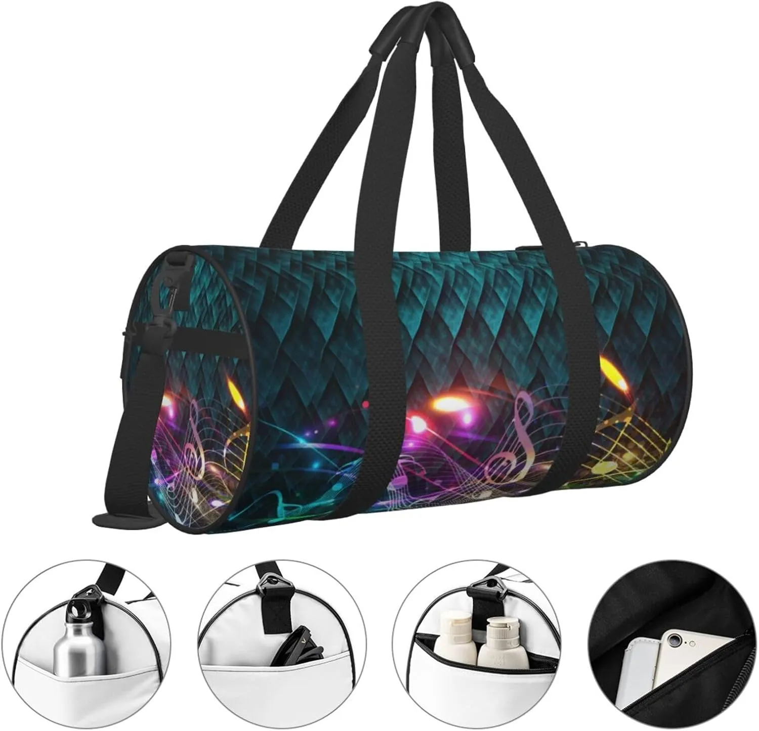 Travel Duffle Bag for Men Women, Music Musical Melody Festival Duffle Bags for Sport Gym Overnight Luggage