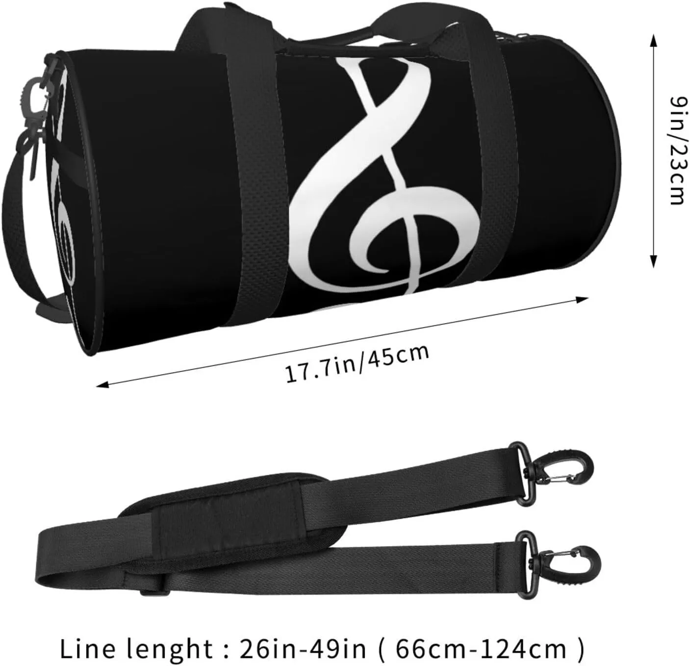 Travel Duffle Bag for Men Women, Music Note Black Duffle Bags for Sport Gym Overnight Luggage