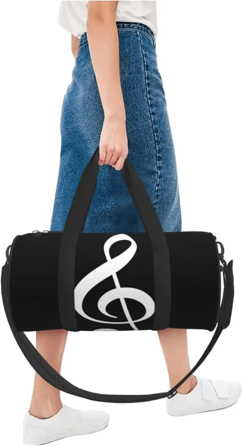 Travel Duffle Bag for Men Women, Music Note Black Duffle Bags for Sport Gym Overnight Luggage