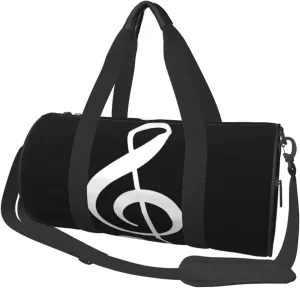 Travel Duffle Bag for Men Women, Music Note Black Duffle Bags for Sport Gym Overnight Luggage