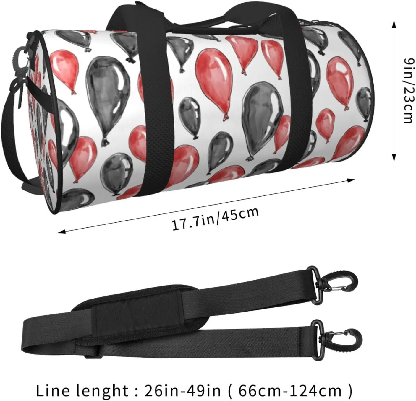 Travel Duffle Bag for Men Women, Party Balloon Red Black Duffle Bags for Sport Gym Overnight Luggage