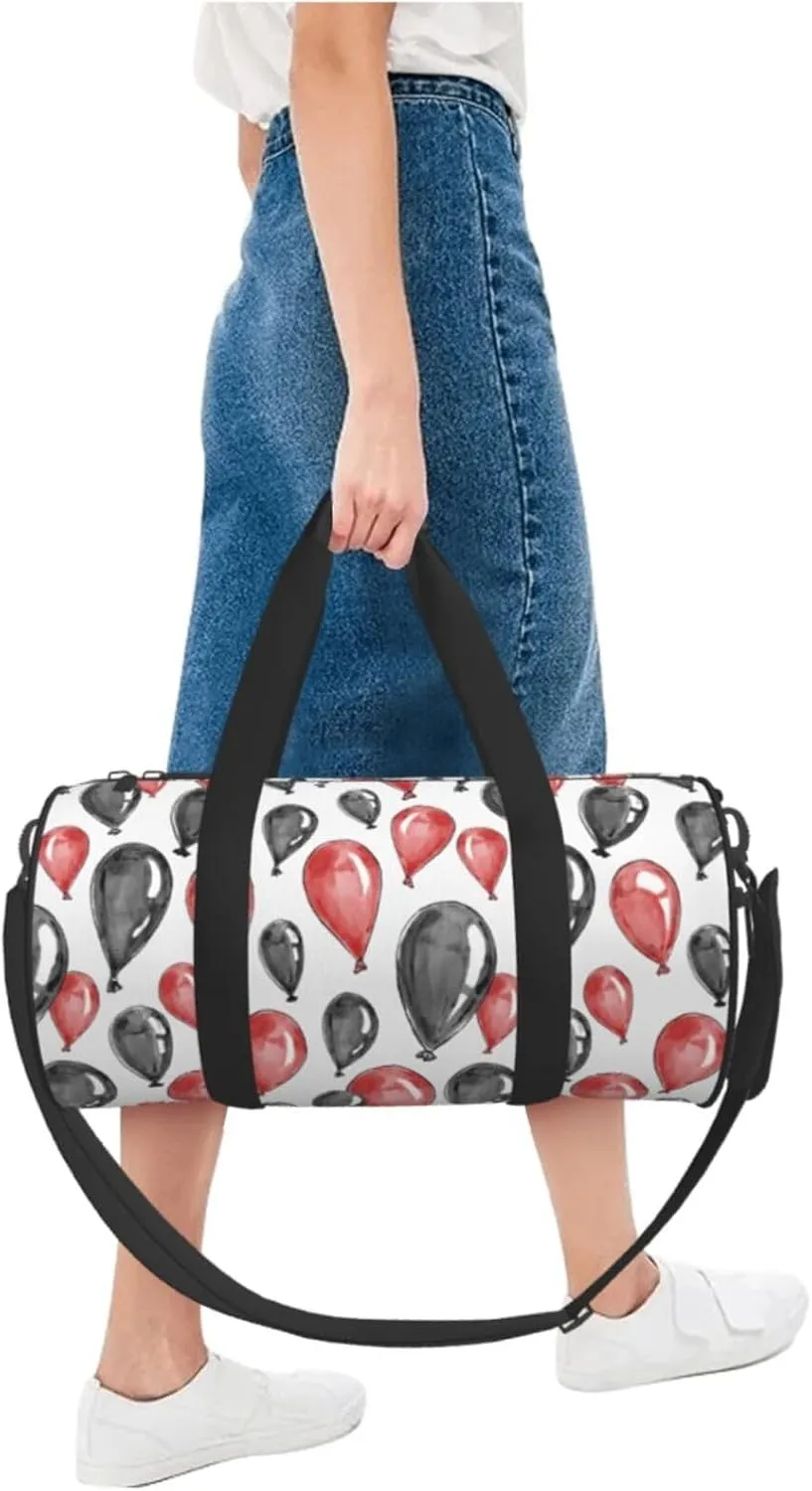 Travel Duffle Bag for Men Women, Party Balloon Red Black Duffle Bags for Sport Gym Overnight Luggage