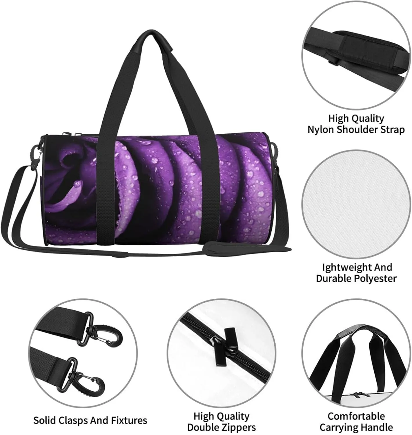 Travel Duffle Bag for Men Women, Pretty Rose Duffle Bags for Sport Gym Overnight Luggage