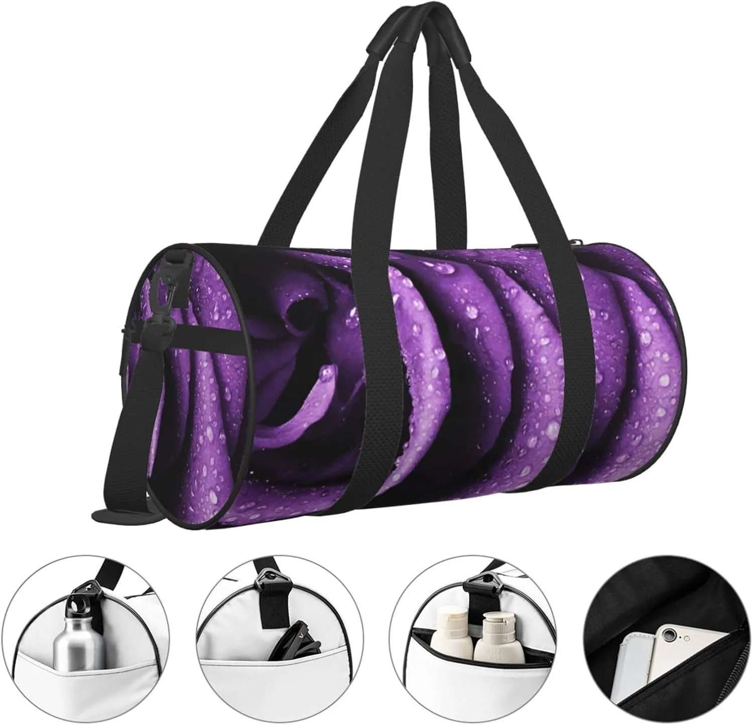 Travel Duffle Bag for Men Women, Pretty Rose Duffle Bags for Sport Gym Overnight Luggage