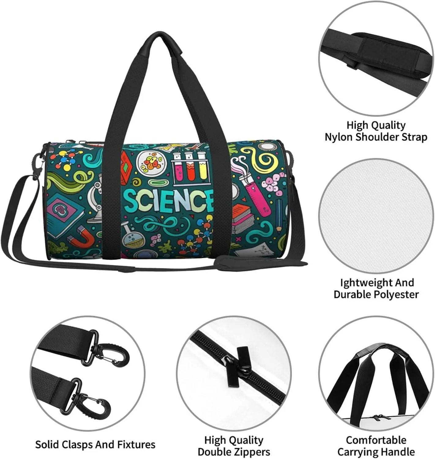 Travel Duffle Bag for Men Women, Science Experiment Theme Duffle Bags for Sport Gym Overnight Luggage