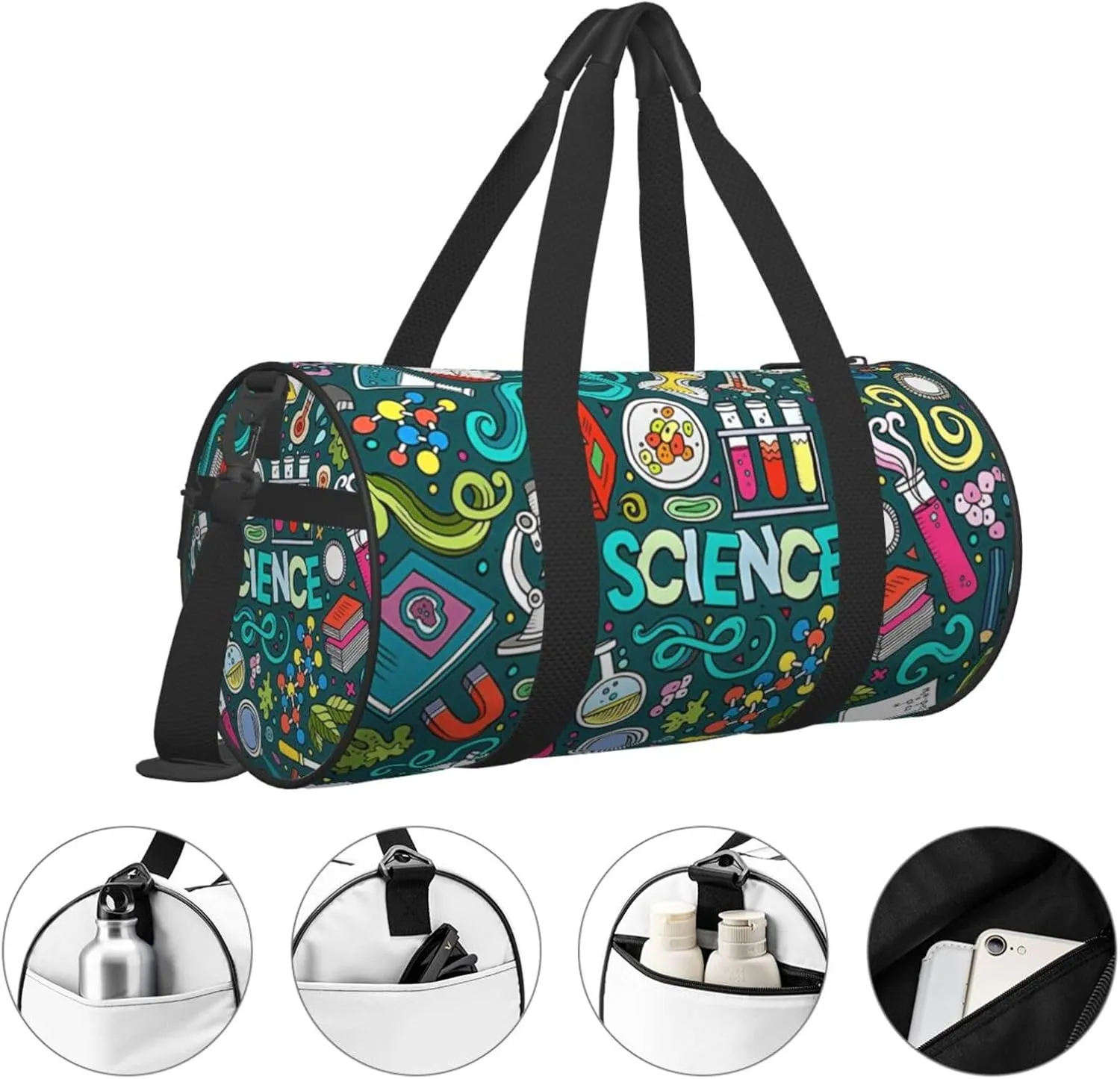 Travel Duffle Bag for Men Women, Science Experiment Theme Duffle Bags for Sport Gym Overnight Luggage