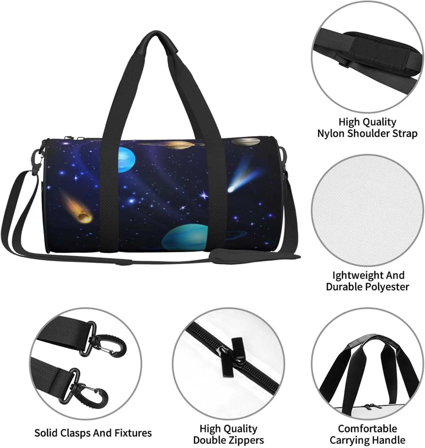 Travel Duffle Bag for Men Women, Space Duffle Bags for Sport Gym Overnight Luggage