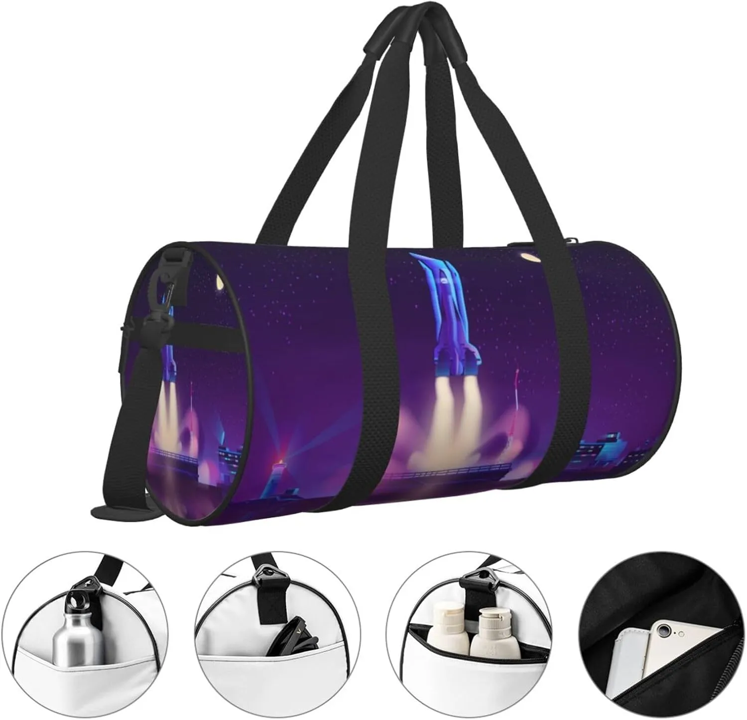 Travel Duffle Bag for Men Women, Spaceship Launch Duffle Bags for Sport Gym Overnight Luggage