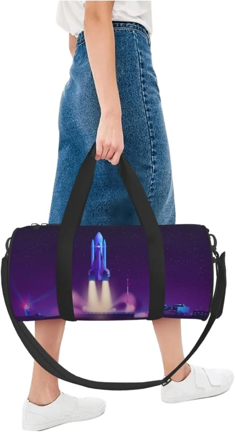 Travel Duffle Bag for Men Women, Spaceship Launch Duffle Bags for Sport Gym Overnight Luggage