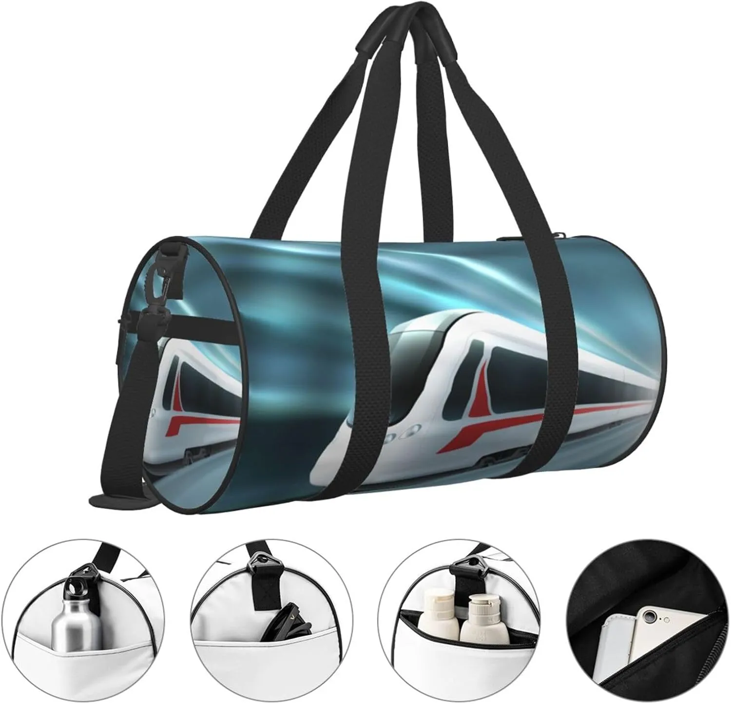 Travel Duffle Bag for Men Women, Speed Train Railway Station Duffle Bags for Sport Gym Overnight Luggage