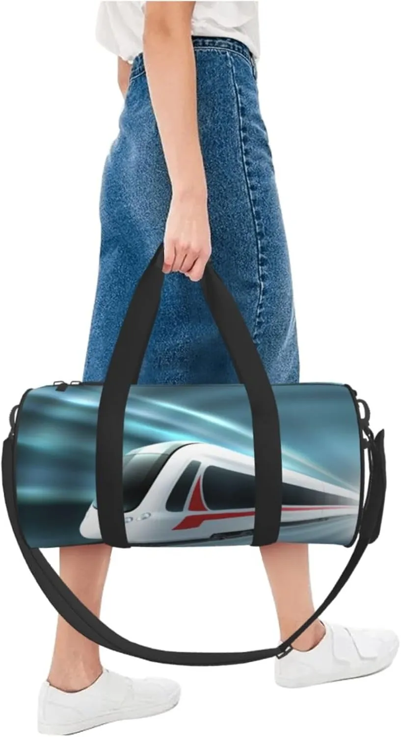 Travel Duffle Bag for Men Women, Speed Train Railway Station Duffle Bags for Sport Gym Overnight Luggage