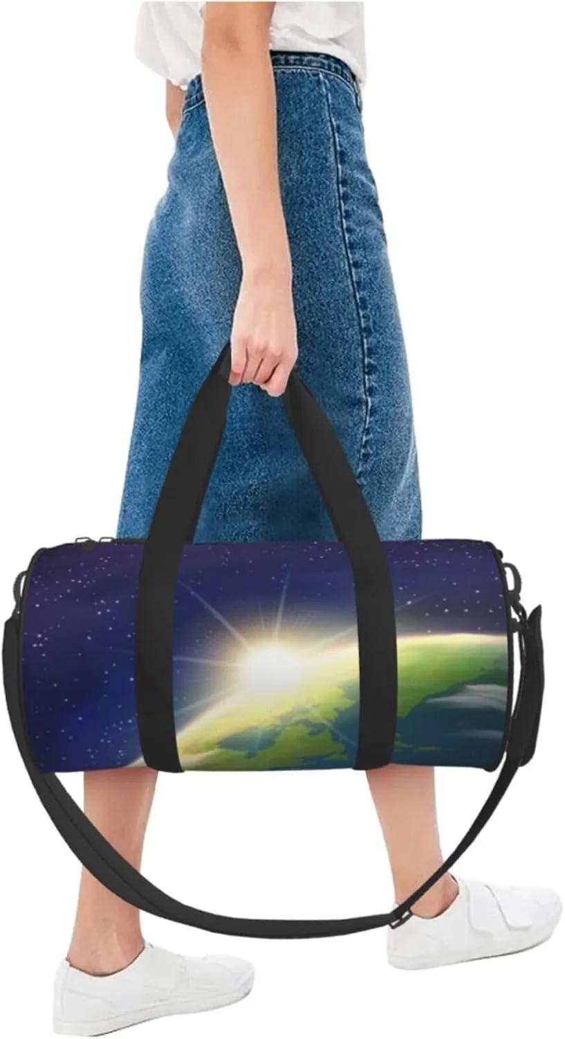 Travel Duffle Bag for Men Women, Sunrise Earth Space Duffle Bags for Sport Gym Overnight Luggage