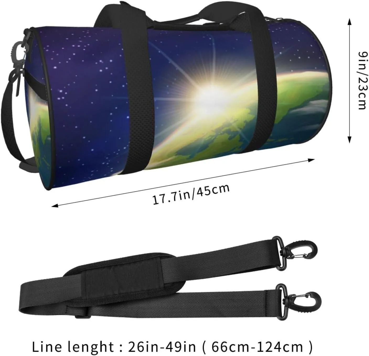 Travel Duffle Bag for Men Women, Sunrise Earth Space Duffle Bags for Sport Gym Overnight Luggage