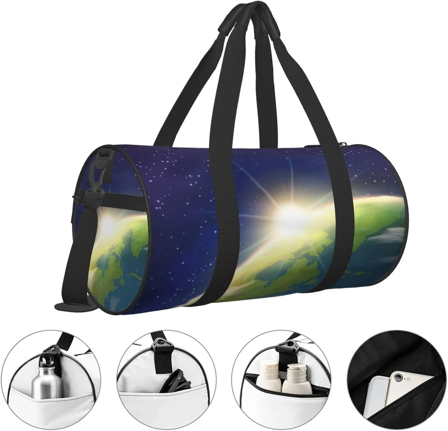 Travel Duffle Bag for Men Women, Sunrise Earth Space Duffle Bags for Sport Gym Overnight Luggage