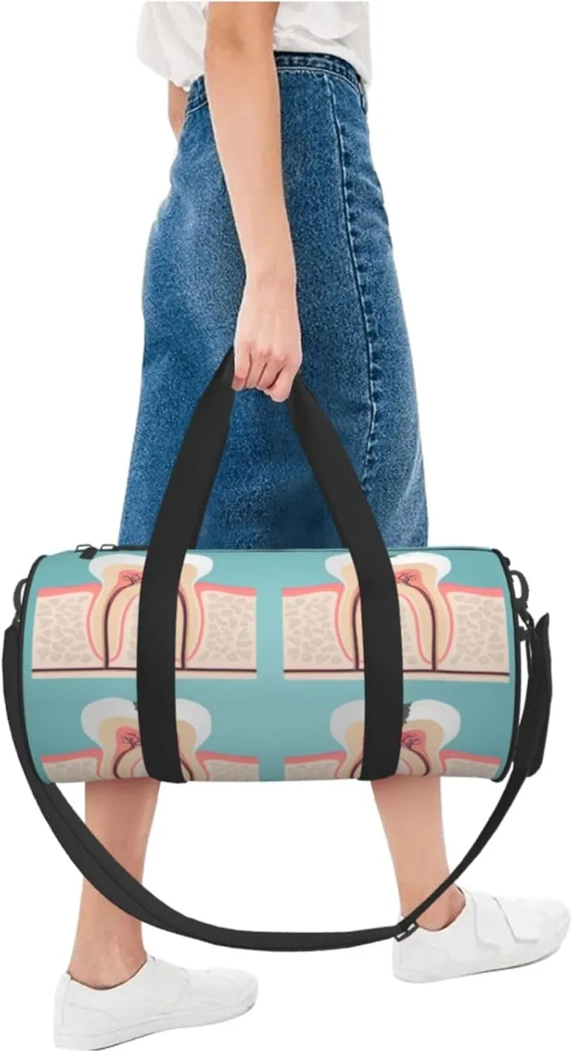 Travel Duffle Bag for Men Women, Tooth Anatomy Cut Teeth Duffle Bags for Sport Gym Overnight Luggage
