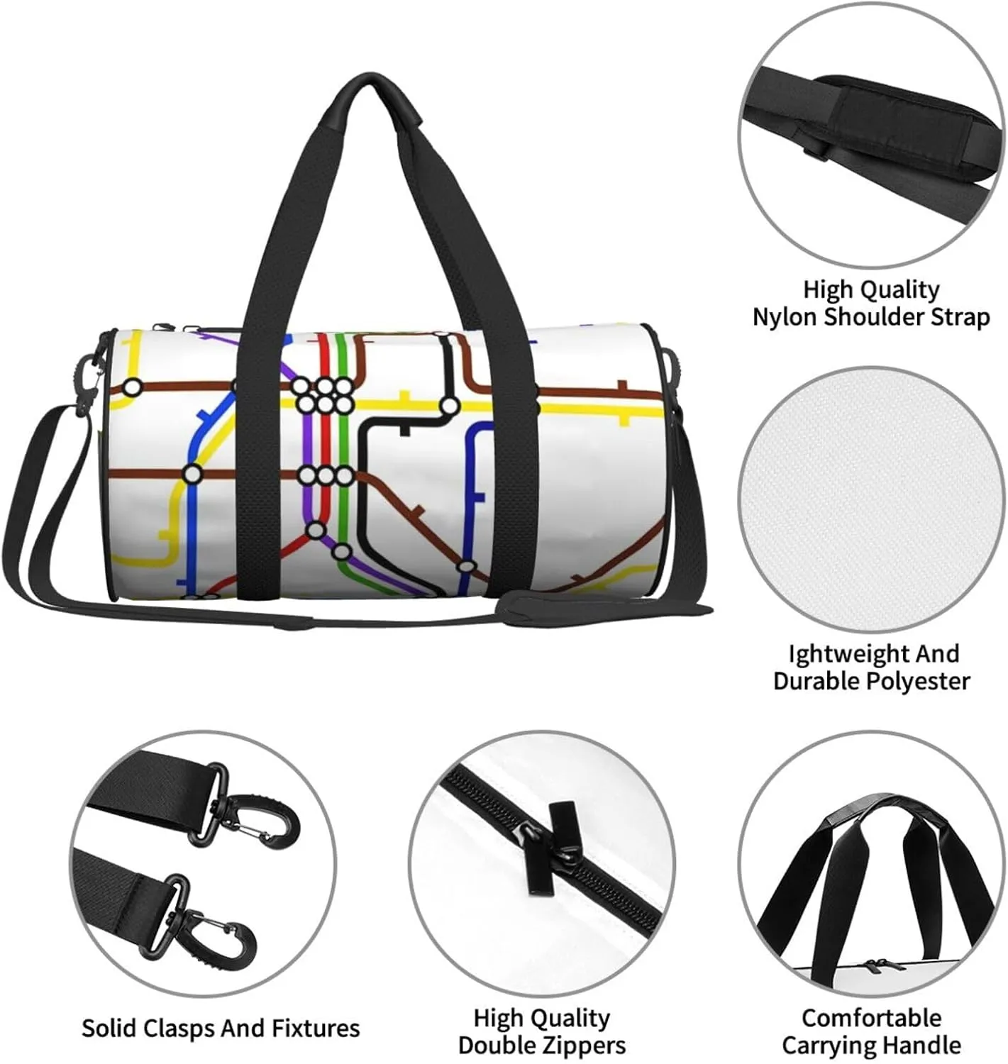 Travel Duffle Bag for Men Women, Underground Network Duffle Bags for Sport Gym Overnight Luggage