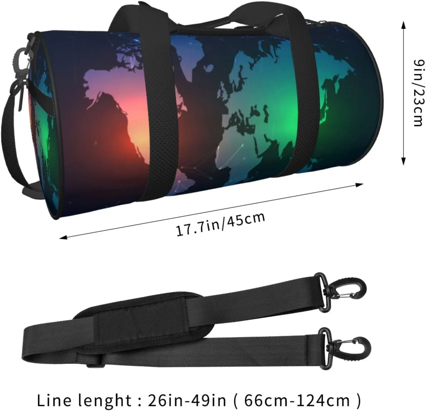 Travel Duffle Bag for Men Women, Work Map Network Duffle Bags for Sport Gym Overnight Luggage