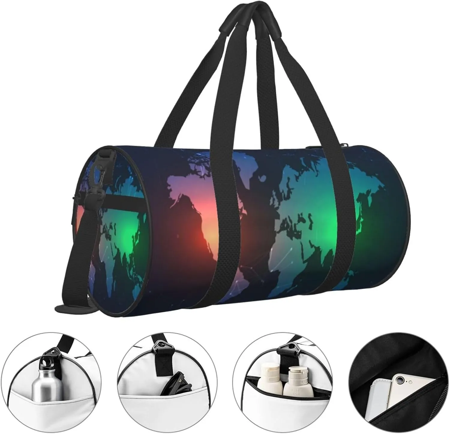 Travel Duffle Bag for Men Women, Work Map Network Duffle Bags for Sport Gym Overnight Luggage