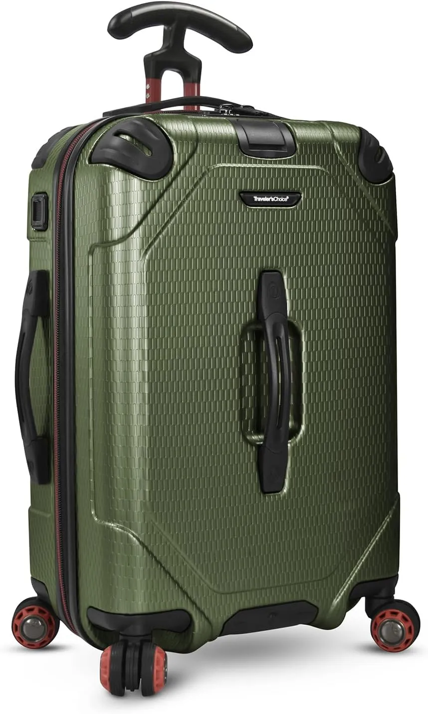 Traveler's Choice Maxporter II Hardside Polycarbonate Suitcase with Spinner Wheels, Dark Green, 22" Carry-On Luggage