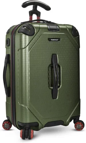 Traveler's Choice Maxporter II Hardside Polycarbonate Suitcase with Spinner Wheels, Dark Green, 22" Carry-On Luggage