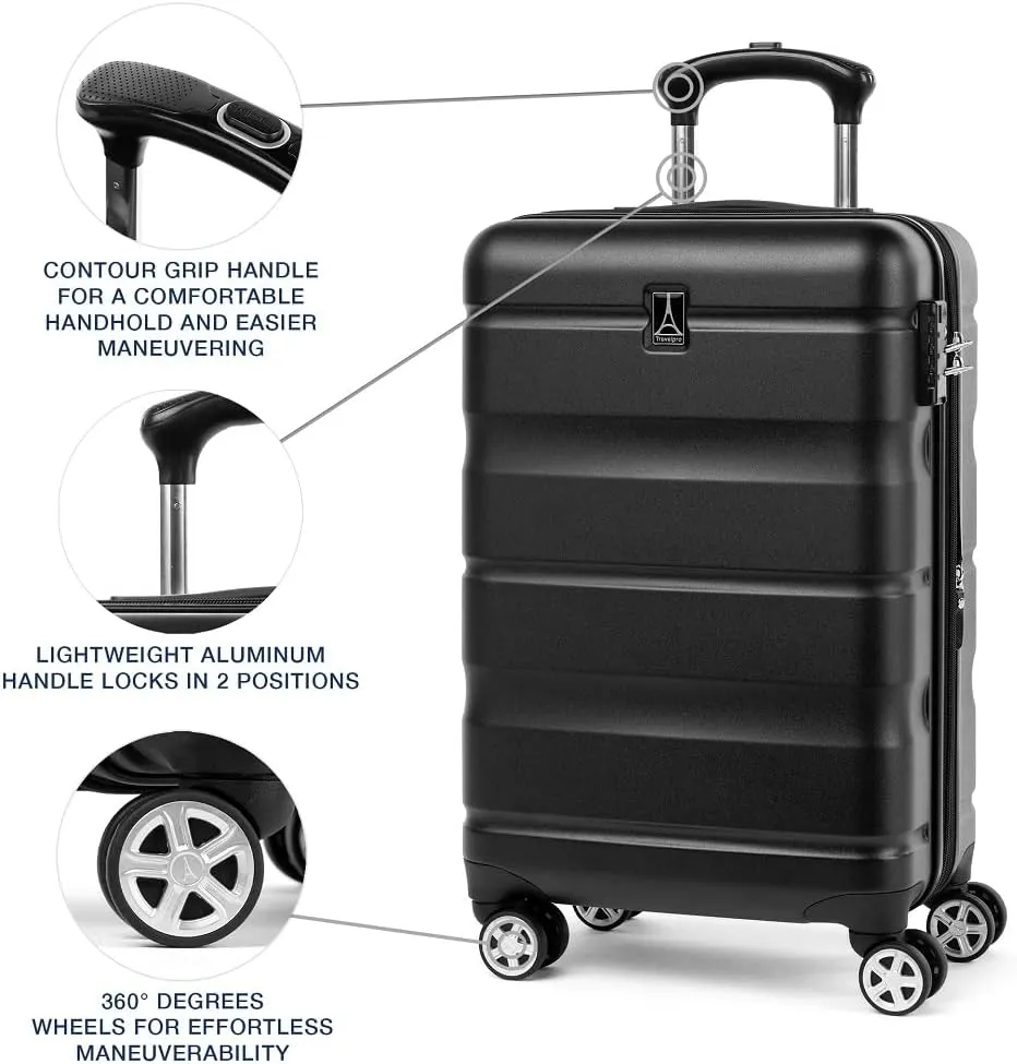 Travelpro Runway 2 Piece Luggage Set, Carry-on & Convertible Medium to Large 28-Inch Check-in Hardside Expandable Luggage, 8 Spinner Wheels, TSA Lock, Hardshell Suitcase, Black