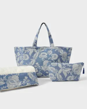 Tulip Beach Tote and Towel Set, Blue