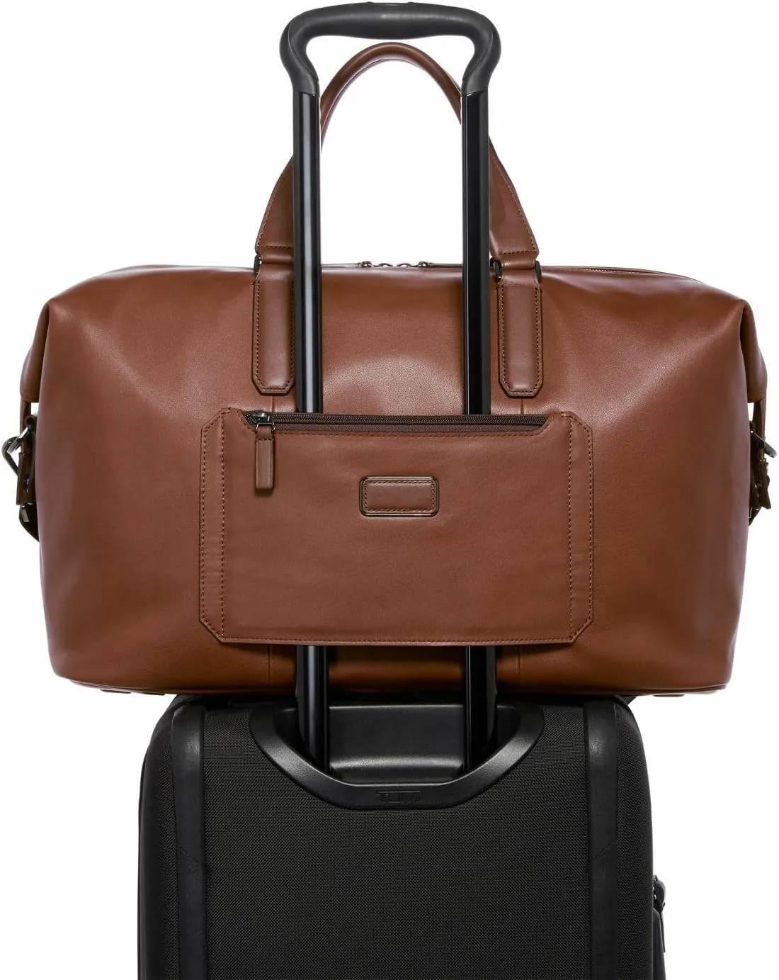 TUMI Harrison Nelson Duffel - Business Travel Duffel - Convenient Travel Bag with Removable Shoulder Strap, Multiple Pockets - Cognac Leather