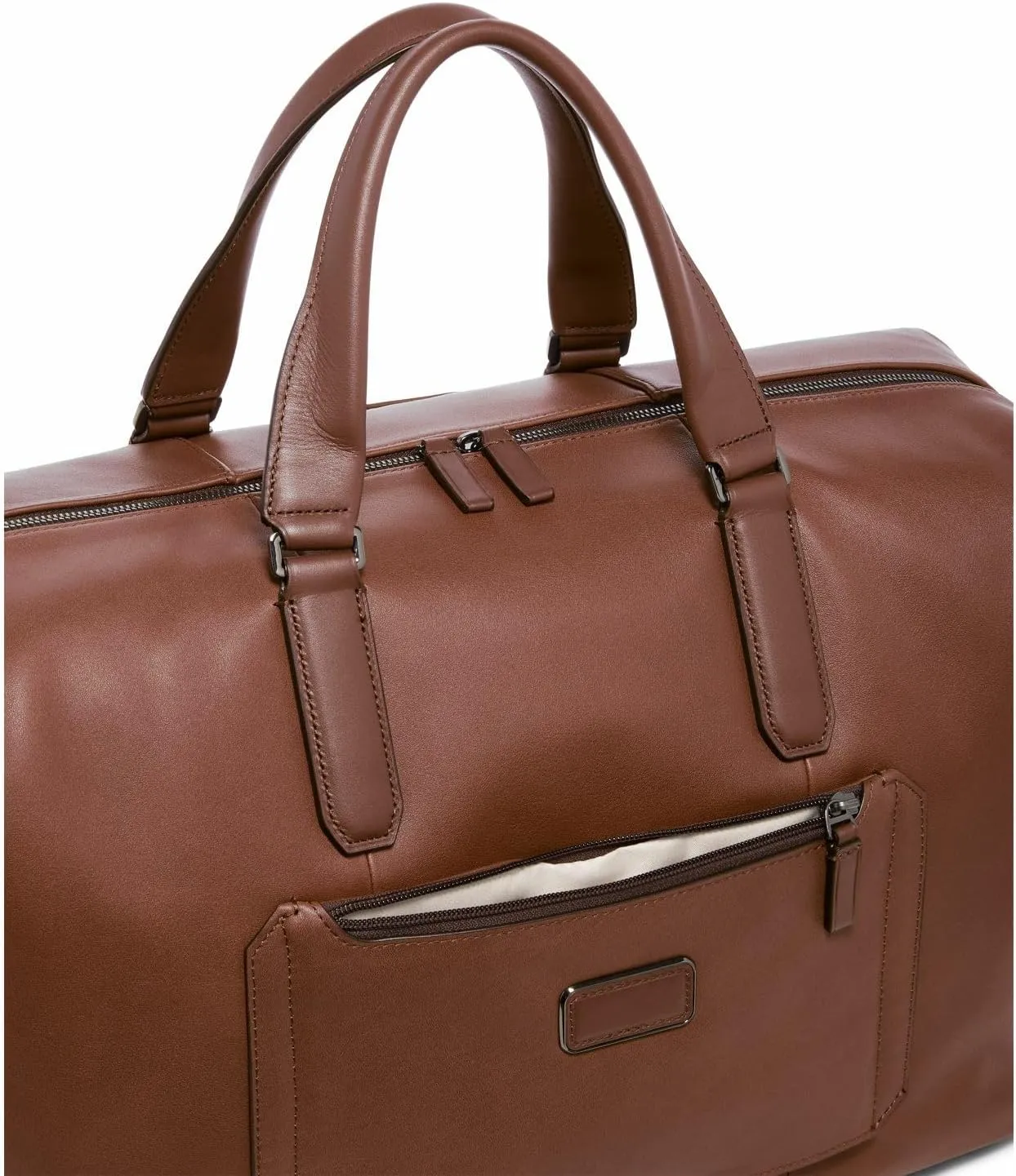 TUMI Harrison Nelson Duffel - Business Travel Duffel - Convenient Travel Bag with Removable Shoulder Strap, Multiple Pockets - Cognac Leather