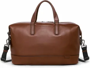 TUMI Harrison Nelson Duffel - Business Travel Duffel - Convenient Travel Bag with Removable Shoulder Strap, Multiple Pockets - Cognac Leather