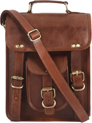 URBAN LEATHER 12 inch Small Messenger Bag Shoulder Bags Cross Body Brown Vintage Satchel Handbag for Men Women Tablet Purse