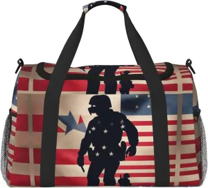 Us Military Soldiers Patriotic Memorial Day Travel Bag, Weekender Bags For Women Men For Outdoor Adventures, Ideal For Camping And Hiking