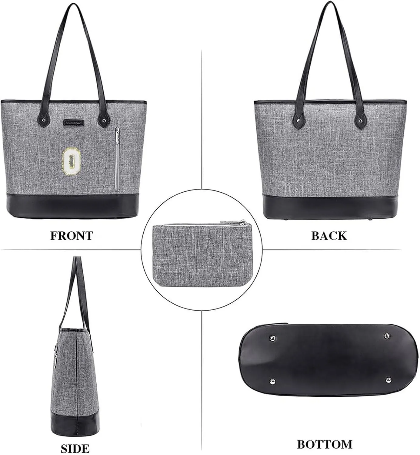 UTOTEBAG Laptop Tote Bag for Women 15.6 Inch Waterproof Leather Computer Work Bags Initial Business Briefcase Gifts for Women