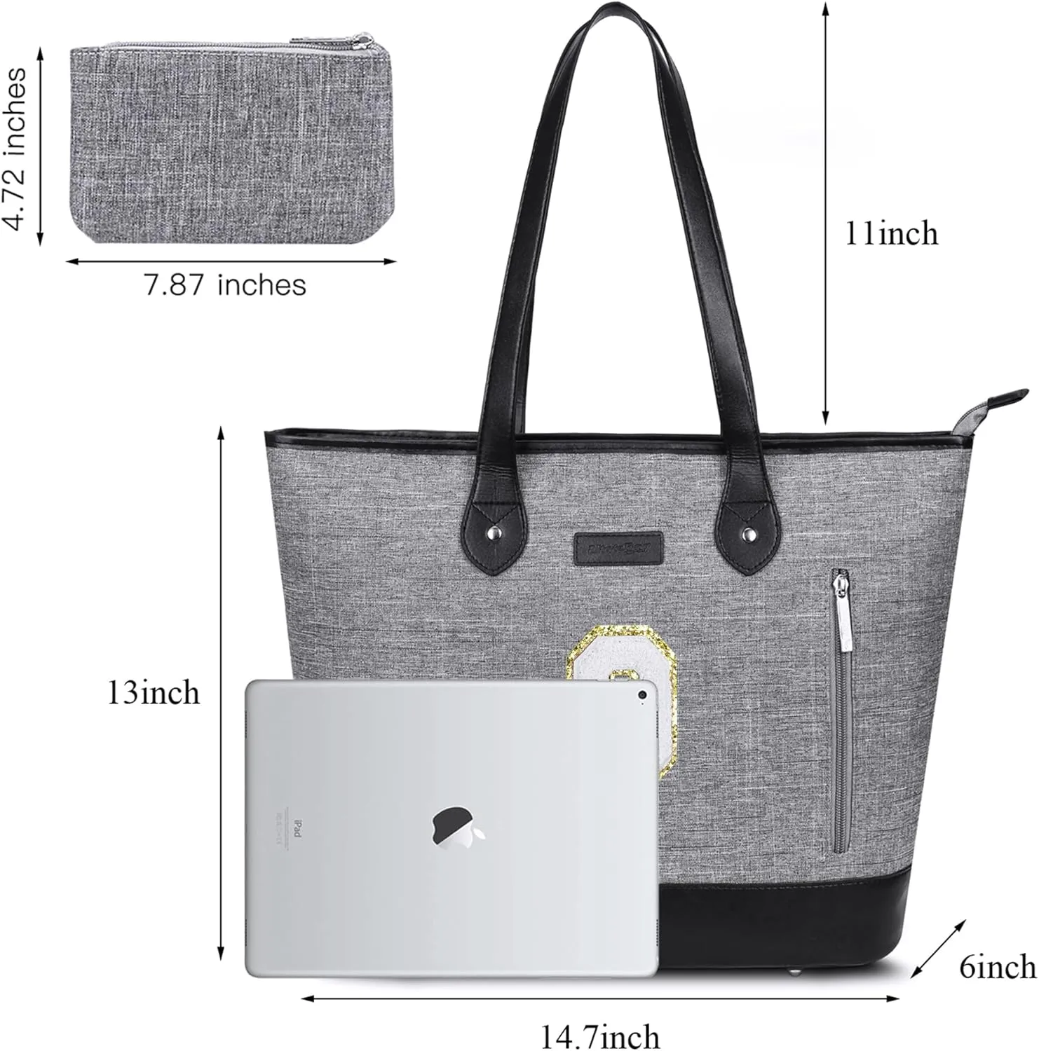 UTOTEBAG Laptop Tote Bag for Women 15.6 Inch Waterproof Leather Computer Work Bags Initial Business Briefcase Gifts for Women