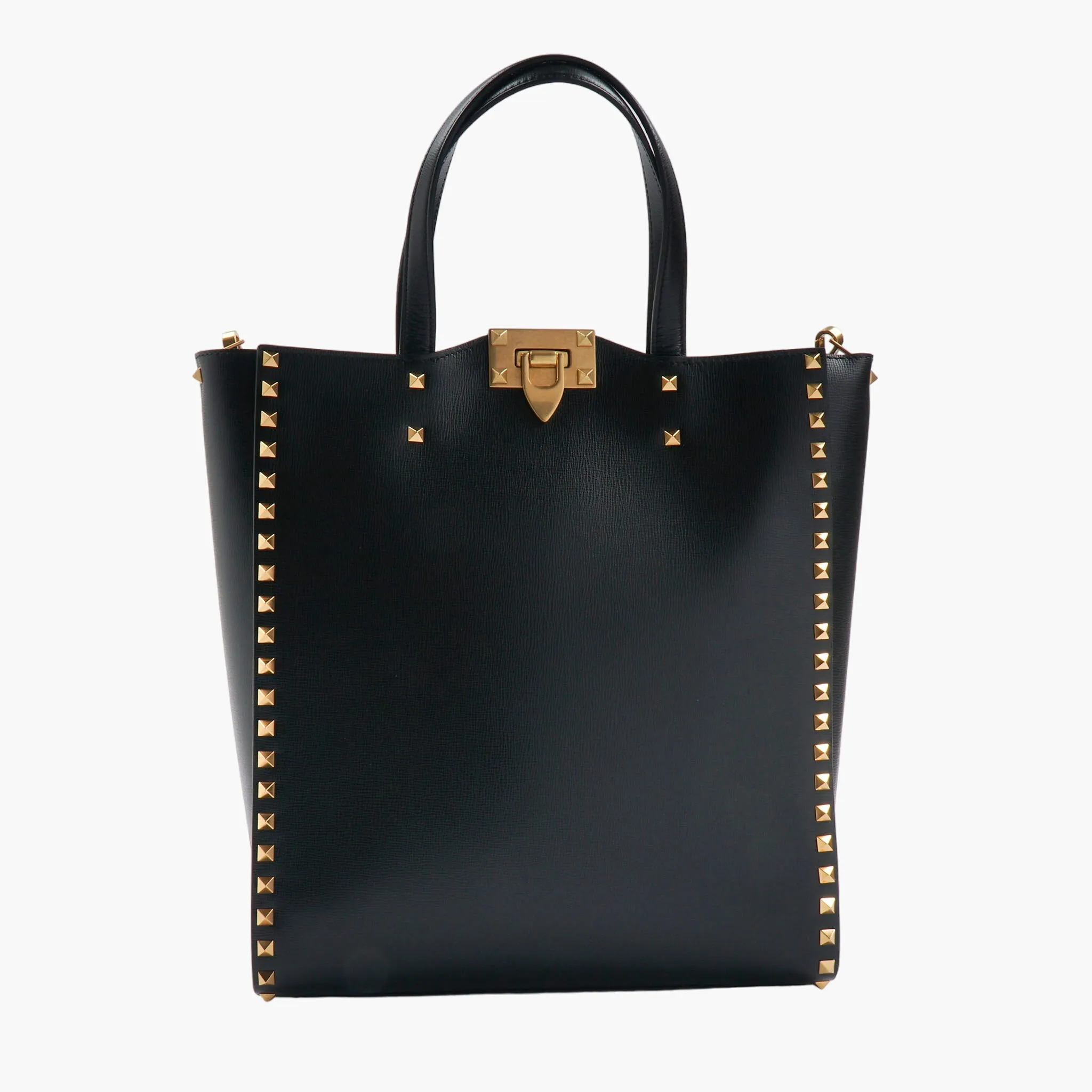 Valentino Bags Black-Gold Studded Leather Bag - Made in Italy