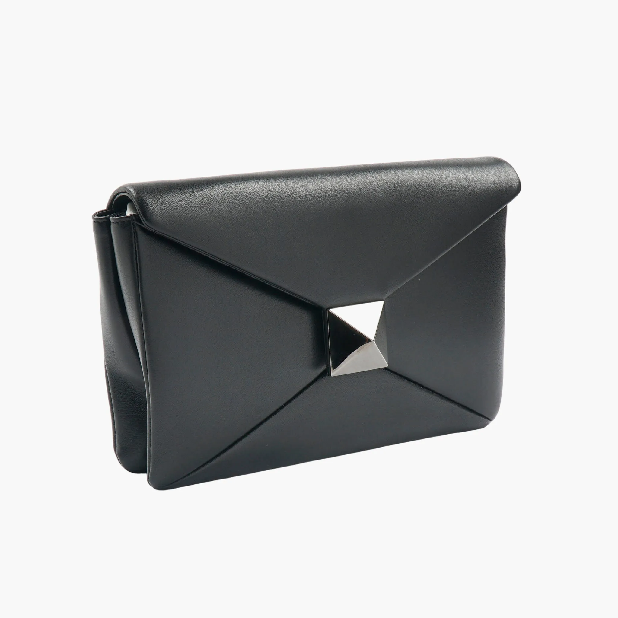 Valentino Black Leather Bag with Metallic Accent - Made in Italy