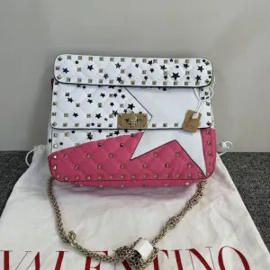 Valentino Rockstud Bag in White & Pink Leather Crossbody