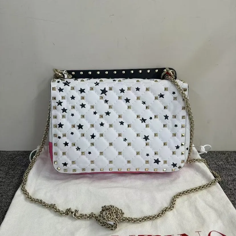 Valentino Rockstud Bag in White & Pink Leather Crossbody
