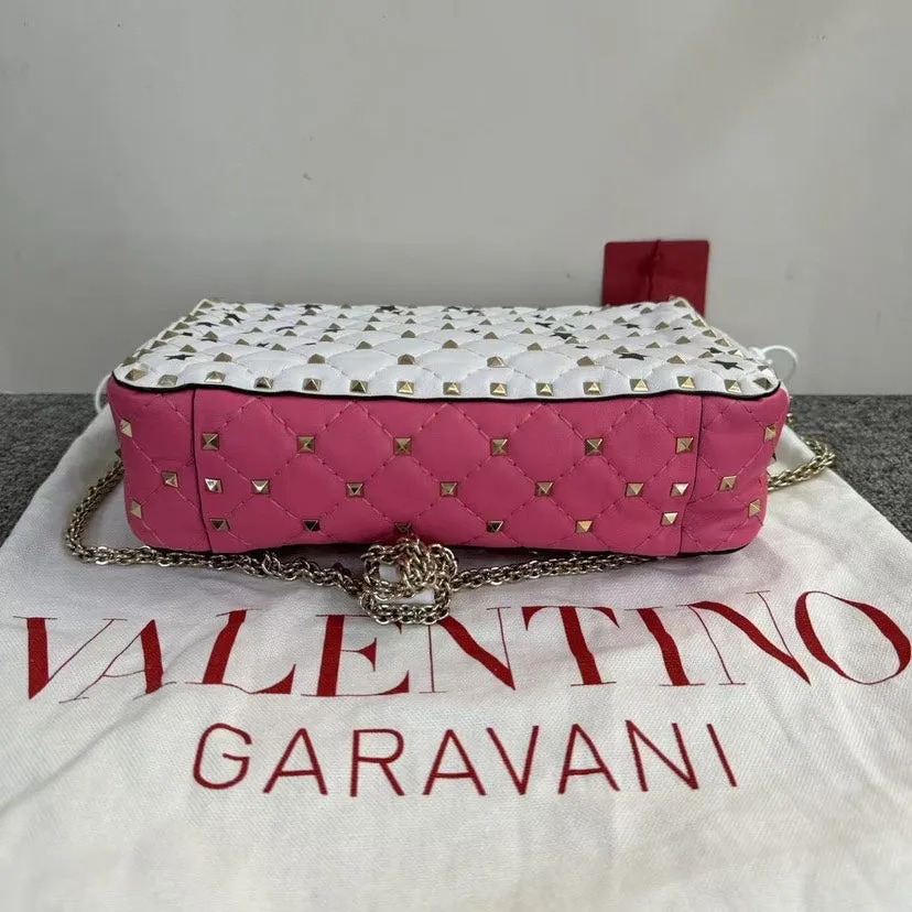 Valentino Rockstud Bag in White & Pink Leather Crossbody