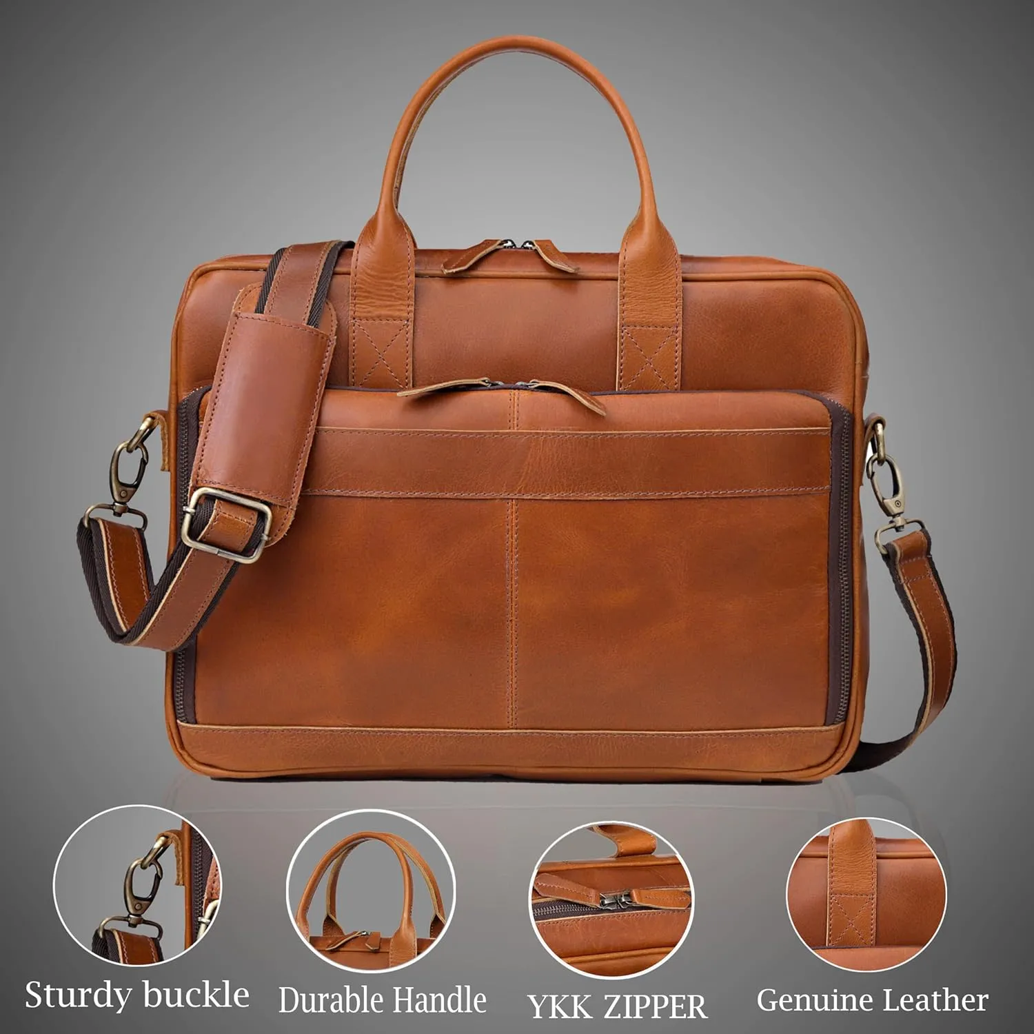 VC VINTAGE COUTURE Leather briefcase bag for men Leather Laptop Bags For Men and Women Travel Messenger Bag